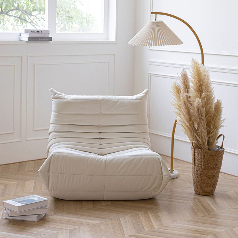 Chaise blanche à coussin 100% polyester, Polyester blanc