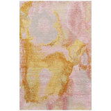 Abstract Area Rug in Pink/Gold