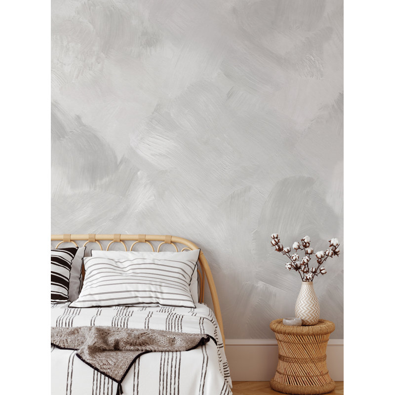 Papier peint adhésif Paint Strokes, L 108 po x l 96 po, Gris