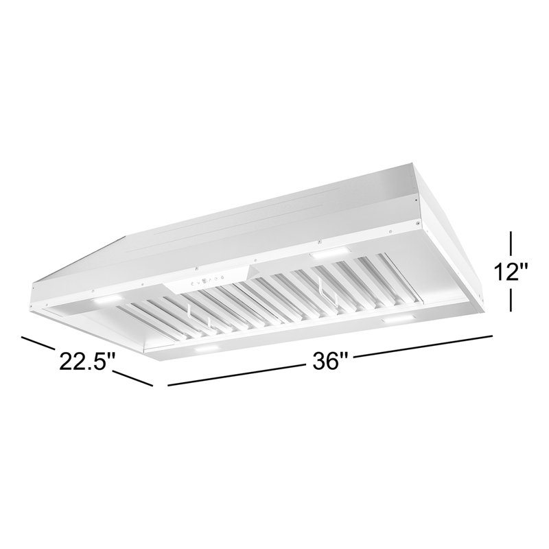 Zephyr Monsoon II 48" 1200 CFM Insert Mount Range Hood with LED Light in Stainless Steel, 36"
