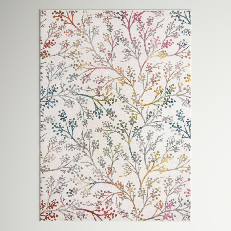 Tapis floral vert / mauve / blanc Adelin, Rectangulaire 4 pi x 6 pi