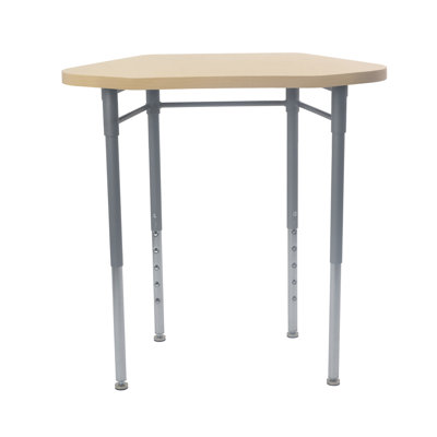 Bureau de classe en forme de trapèze Collaborative - grain d'érable / argent