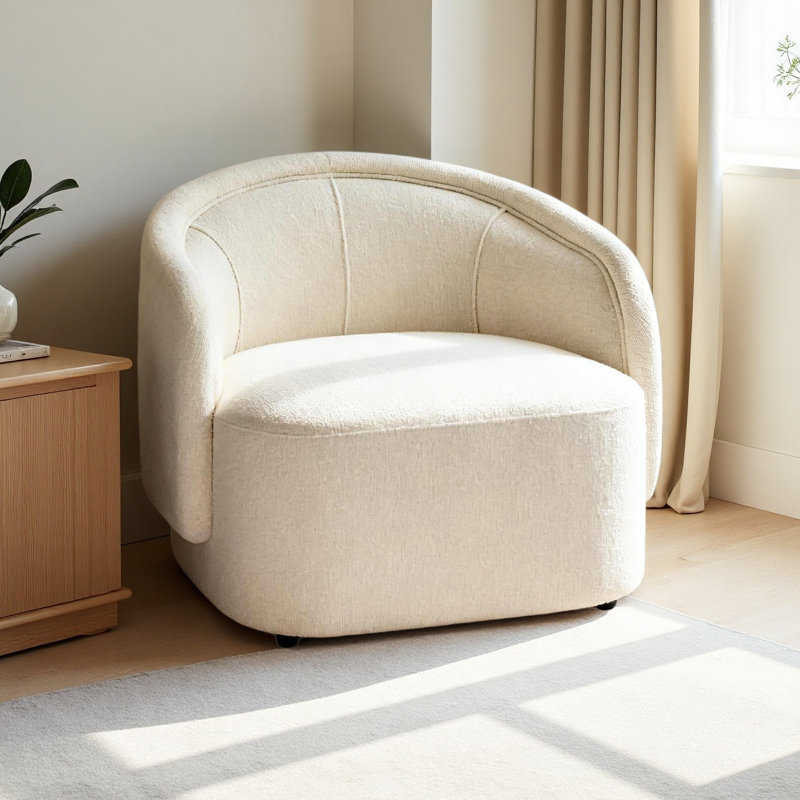 Fauteuil d'appoint incurvé, Crème