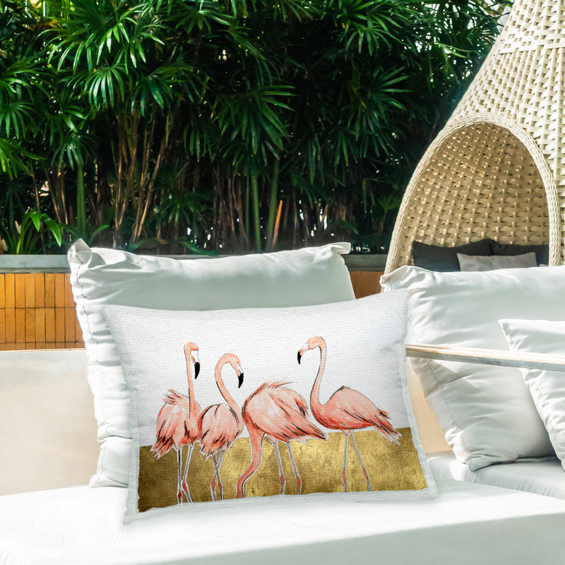 Stupell Industries Flamingos with Glam Detail Outdoor Printed Pillow by Michael Willett