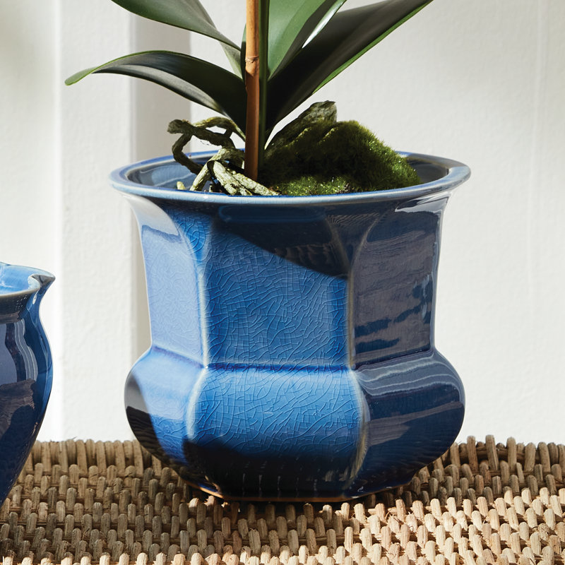 Pot de fleurs en céramique, Bleu