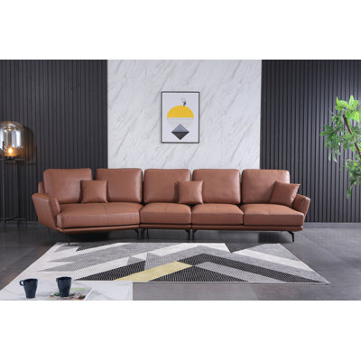 Putnam 175" Wide Genuine Leather Sofa & Chaise