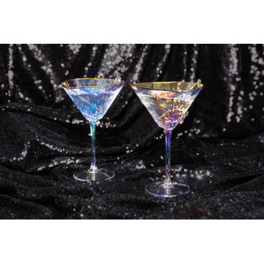 Gold Rim Triangular Martini Glasses, Set of 4