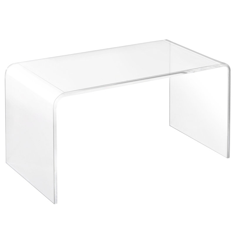 Table basse rectangulaire en acrylique 32 mm de long à chute d'eau de 32 mm de long et transparente