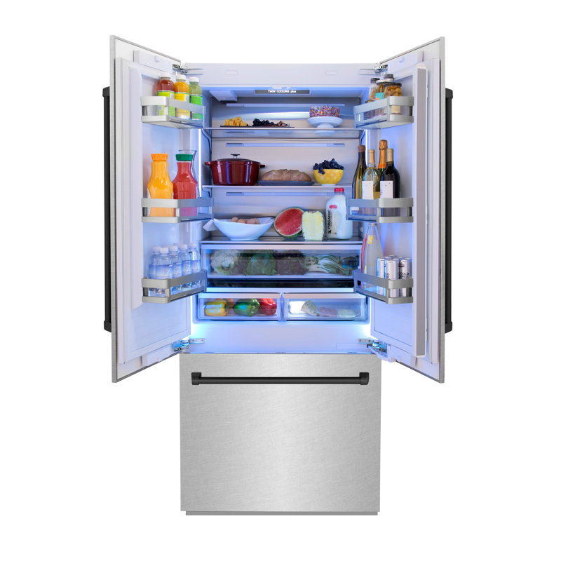 ZLINE 36" 19.6 cu. ft. Built-In 3-Door French Door Refrigerator with Internal Water and Ice Dispenser, Satin Stainless Steel