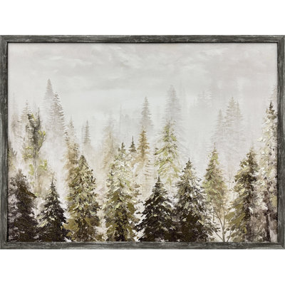 Fogbound Pines - 24" x 32" - Hand-Embellished Canvas in Frame