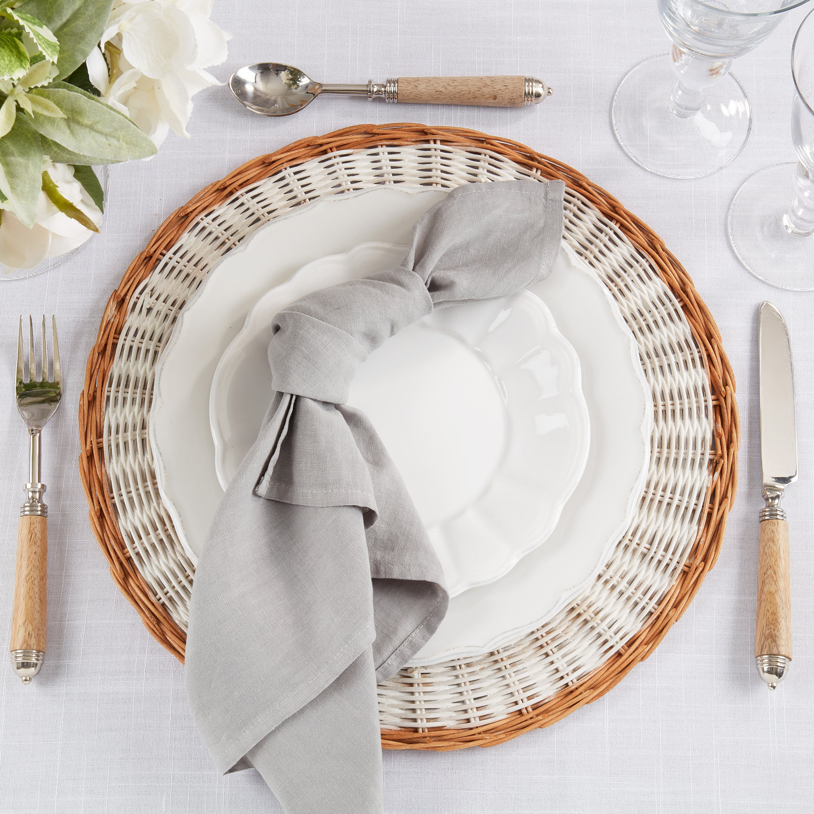 Caliban Reversible Linen Napkin, Gray