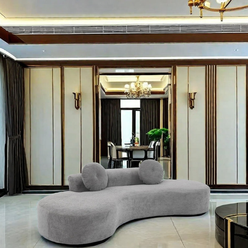 Canapé modulaire incurvé de 105,5 po avec 2 coussins décoratifs, canapé de salon rembourré de luxe moderne, aucun assemblage requis, rembourrage à haute résilience