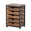 Commode 5 tiroirs, armoire de rangement en bois avec roulettes, chariot de rangement de tiroir de rangement industriel pour entrée de chambre à coucher de bureau (brun rustique, 1 pièce)