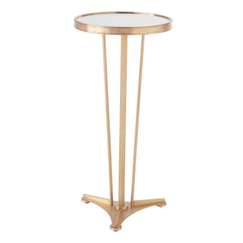 French Moderne Side Table, Antique Brass