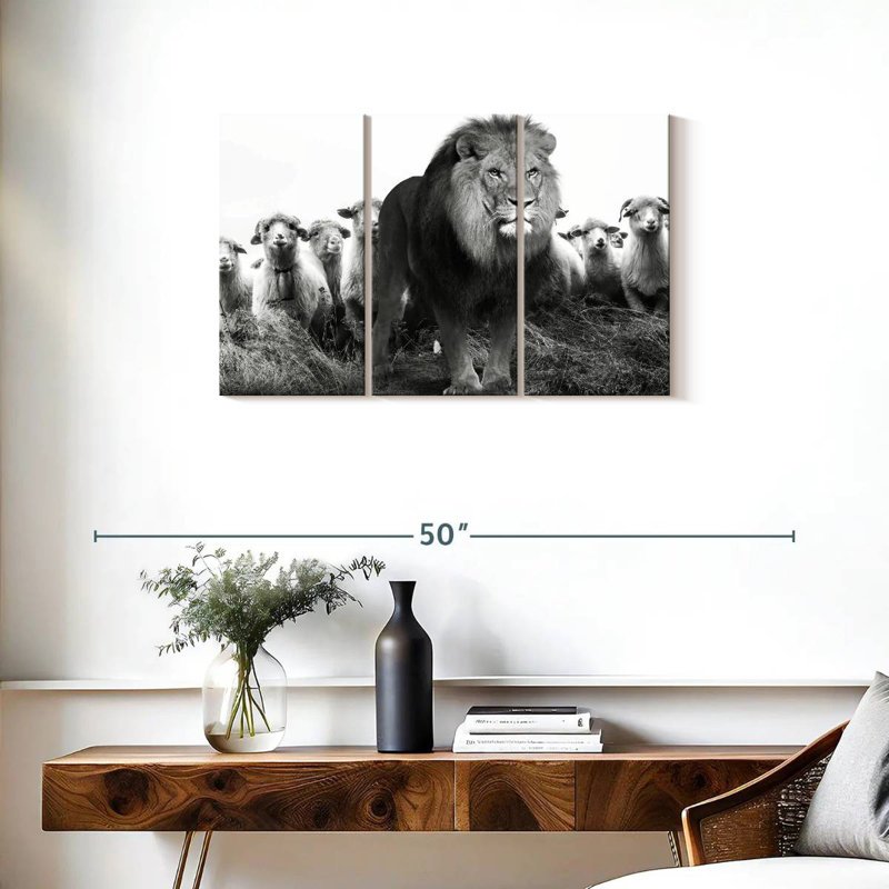 Brampt Lion Among Sheep, 20" H x 33" W