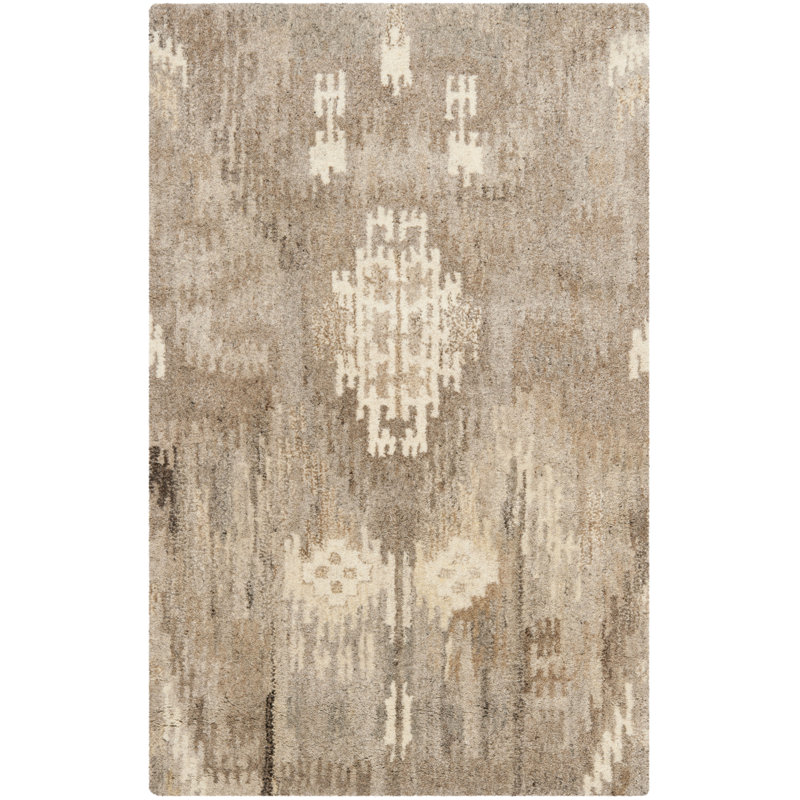Kouerga bHand Tufted Wool Ikat Rug, Rectangle 2' x 3'