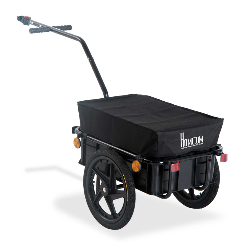 Remorque de cargaison de vélo Aosom avec boîte amovible et couvercle imperméable, remorque de chariot de vélo avec deux roues de 16 po