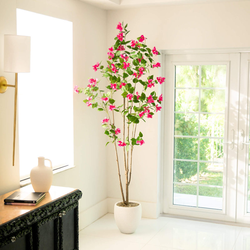 6 pi Bougainvillée artificiel minimaliste, H 84 po x l 26 po x P 6,5 po
