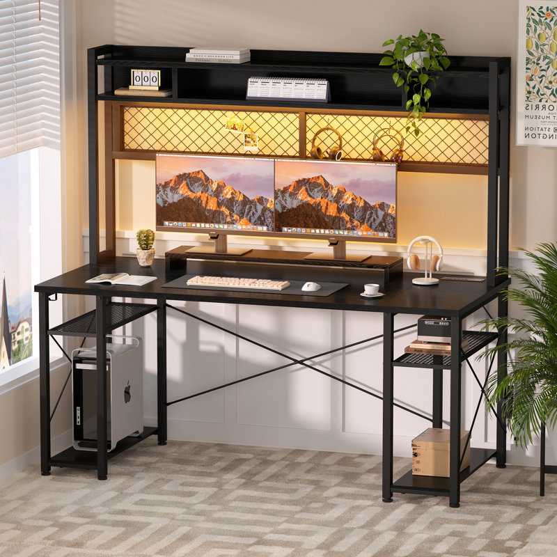 Bureau d'ordinateur Wilcott, H 60 po x l 55,2 po x P 19,7 po, Noir, noir, noir, noir