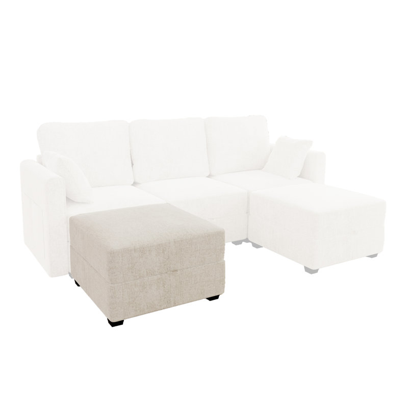 29.5’’ Wide Square Ottoman With Storage, Beige