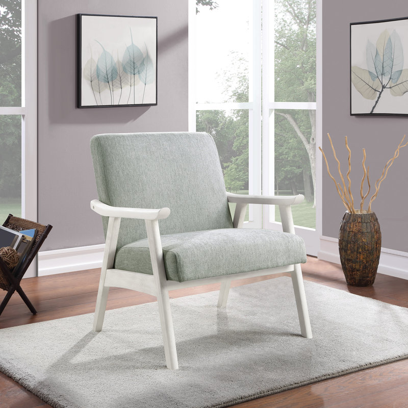 Méridienne en polyester de 27,25 po de largeur Albury, 100 % polyester fumée, Blanc