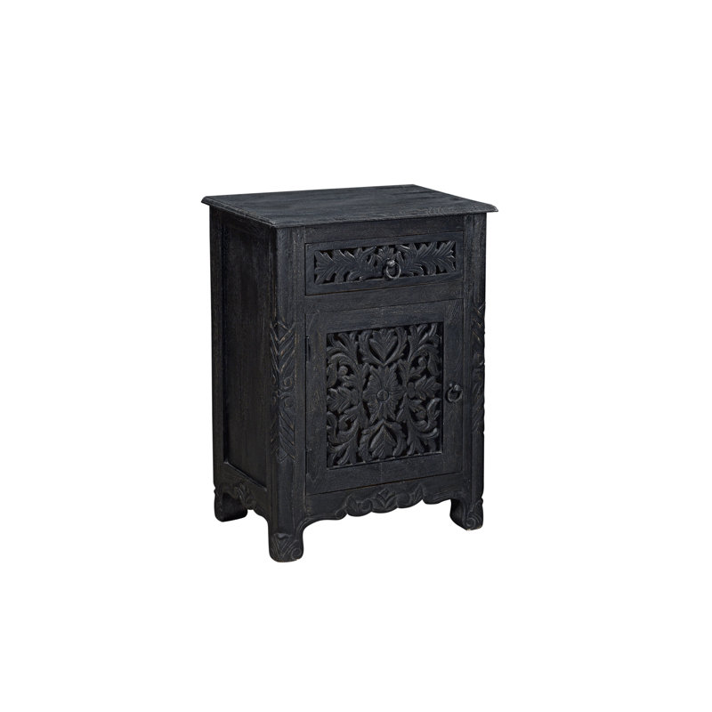 Harleen 22'' W Solid Wood Nightstand, Left, Black