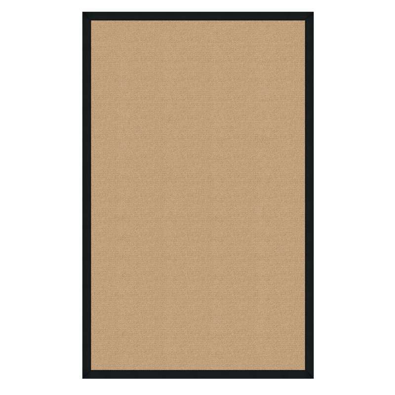 Nannette Handmade Medium Beige Berber with Black Cotton Border Made in the USA Area Rug, Rectangle 4' x 6'