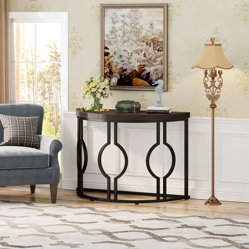 Adellyn 43.3'' Console Table, Rustic Brown/Black