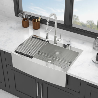 33 Drop In Farmhouse Sink - 33*22*10  Kitchen Sink Stainless Steel 16 Gauge Topmount Apron Front Kitchen Sink