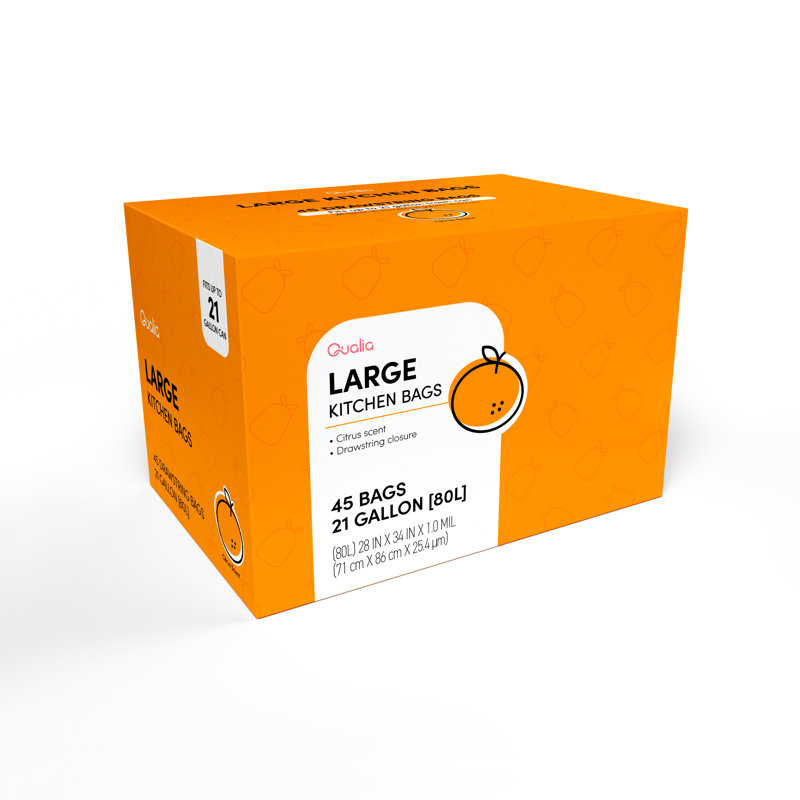 Heavy Duty White Citrus Scented Drawstring Trash Bags - 45 Count
