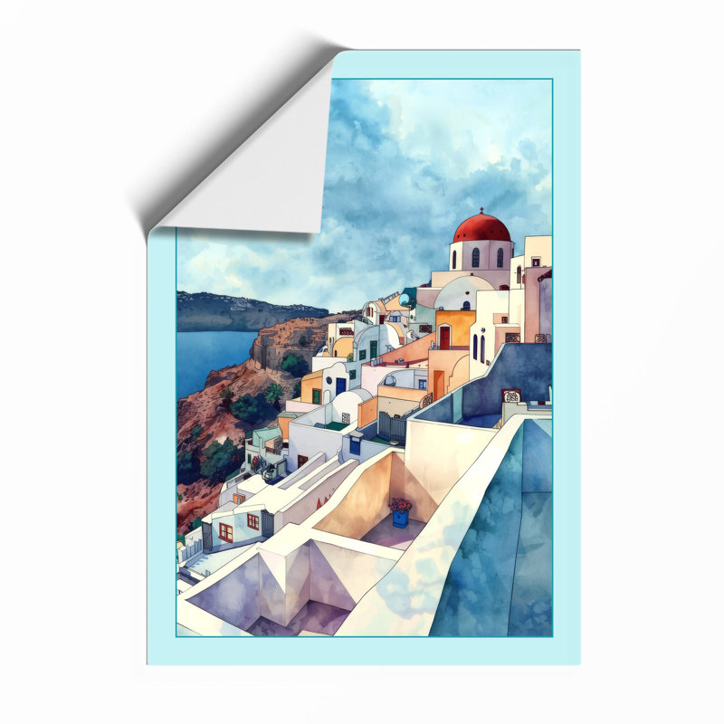 Mediterranean Clifftop Coastal - Framed Print, Unframed, A3 - 42.0 x 29.7 cm