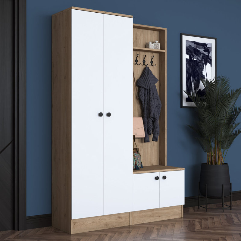 Portemanteau avec banc et rangement pour chaussures