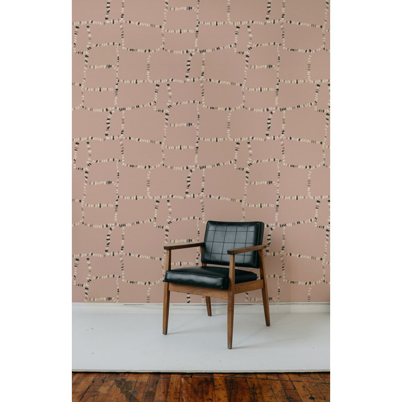 Papier peint Tumin Ruins, Non encollé, Rosé, Faux Grasscloth