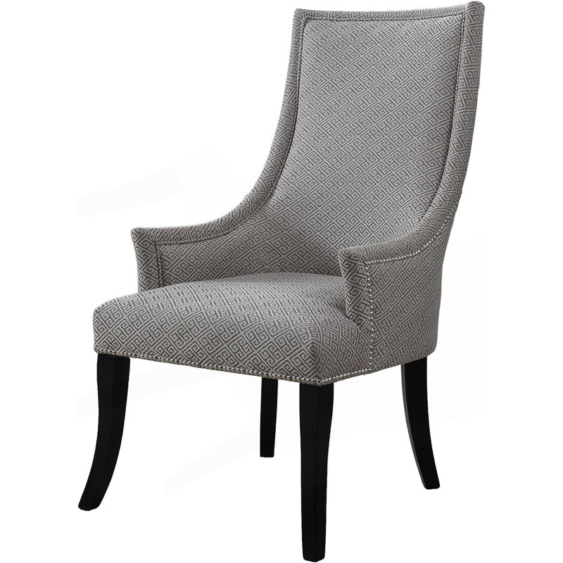 Chaise d'appoint à haut dossier, pieds en bois noirs, fauteuil rembourré de salon contemporain, Gray