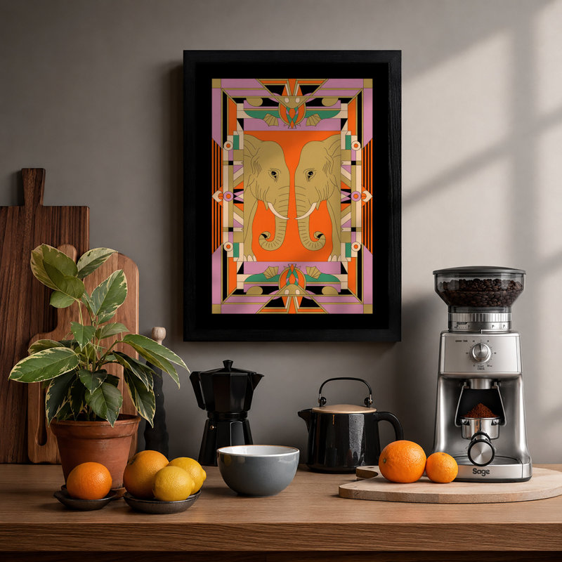 Symmetrical Butterfly Frame Eclectic - Framed Print, A2 - 59.4 x 42.0 cm, Black