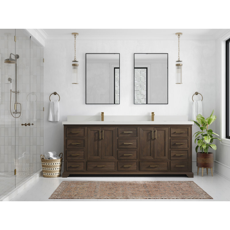 Ensemble de meuble-lavabo double l 84 po, Blanc pur