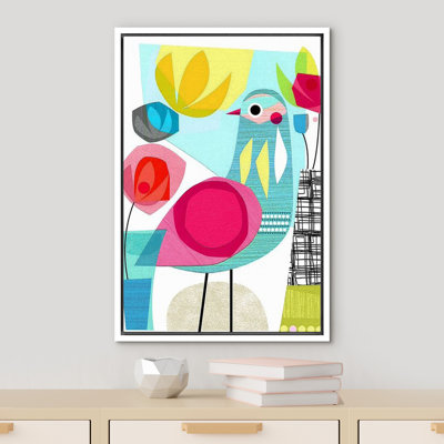 Idea4wall, art mural sur toile encadré pour le salon, chambre à coucher, maison d'oiseaux abstraite, impressions sur toile pour la décoration de la maison moderne prête à être accrochée
