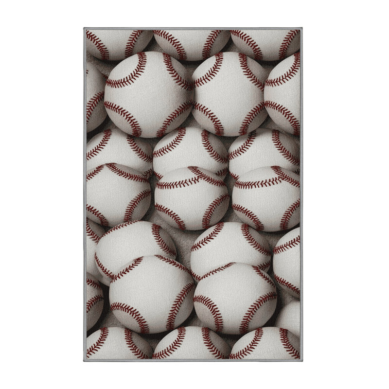  Washable Softball Sports Area Rug, Rectangle 7 pi x 9 pi