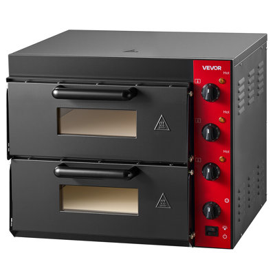 Electric Pizza Oven, 2x16-Inch Double Deck Countertop Pizza Maker for Home Kitchen Restaurant, Heavy-Duty Iron Body, 662℉, Independent Temp & Time Control, 2700W Commercial Cooker, 2 Stones