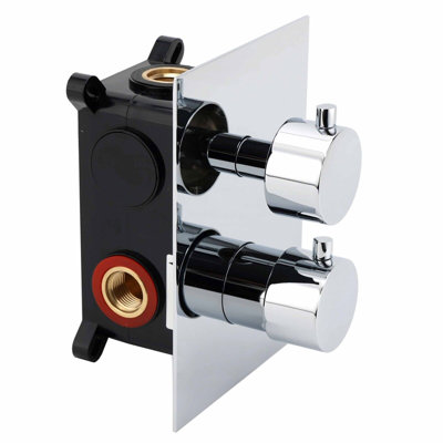 Chrome Mixer Embed Box Brass Bathroom Tap Double Concealed Diverter Shower Valve