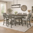 Verduzco 7-Piece Counter Height Dining Set — 60" Farmhouse 4-Drawer Storage Table & Wine Rack · Seats 6