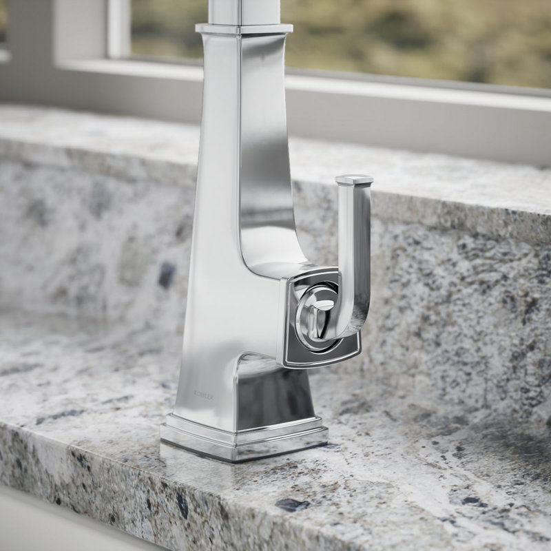 Riff Pull-Down Kitchen Sink Faucet with Three-Function Sprayhead, Single-Handle Kitchen Faucet, Polished Chrome