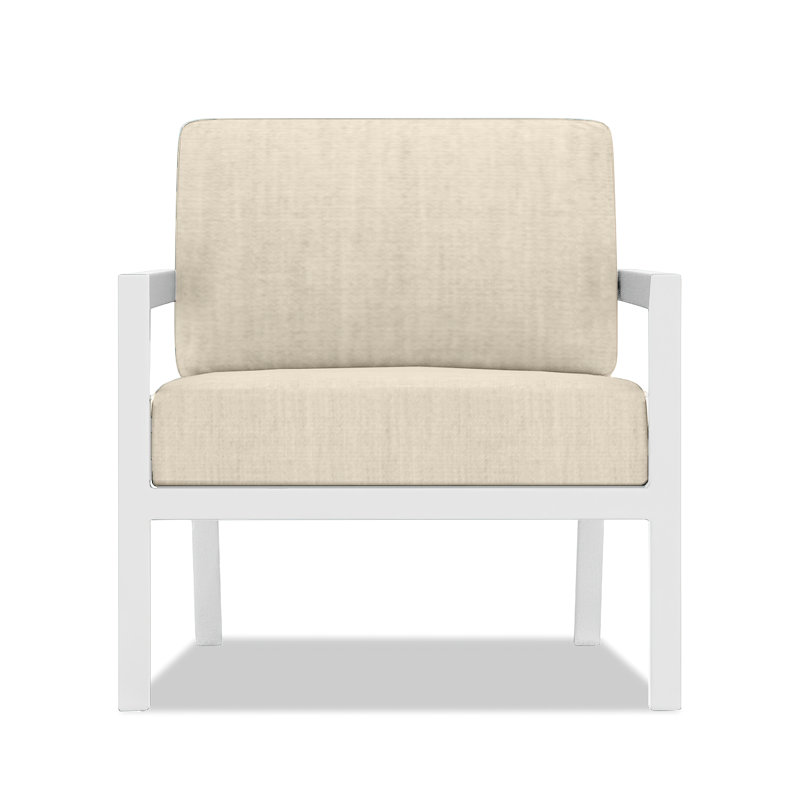 Vivant Patio Chair with Sunbrella® Cushions, Canvas Flax Sunbrella® Canvas, White