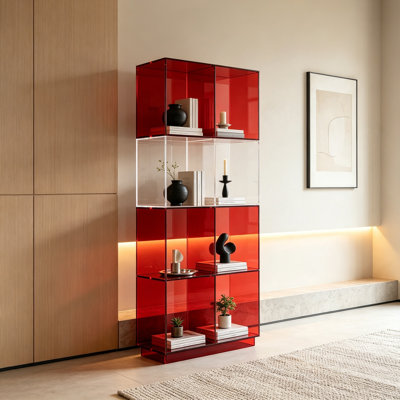 Red Acrylic Multi Tier Display Bookcase