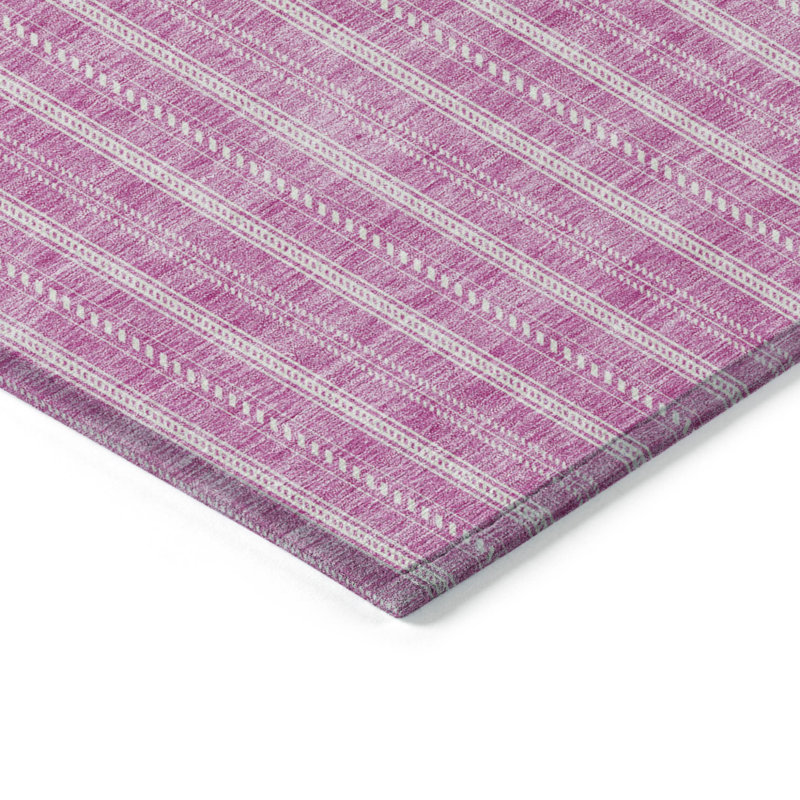 Tapis intérieur lavable rayé 3 pi x 5 pi rosé