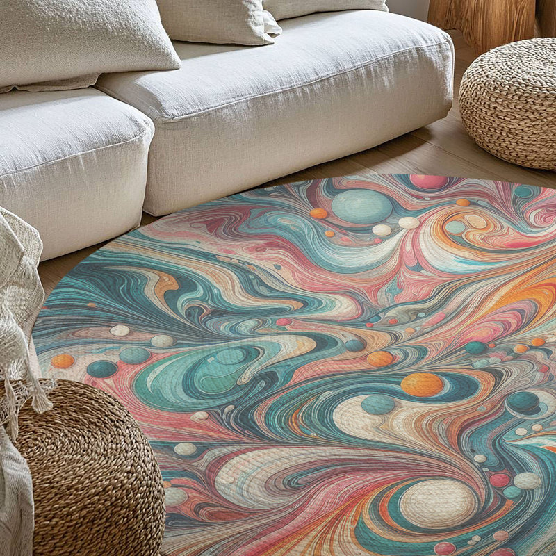Tapis tressé en marbre Spectrum, Rond 5 pi