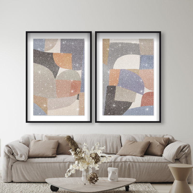Muted Prelude Set Shadowbox Abstract Print by Oliver Gal, Black Frame, 10 x 15, 63"H x 43"W, Black Shadowbox