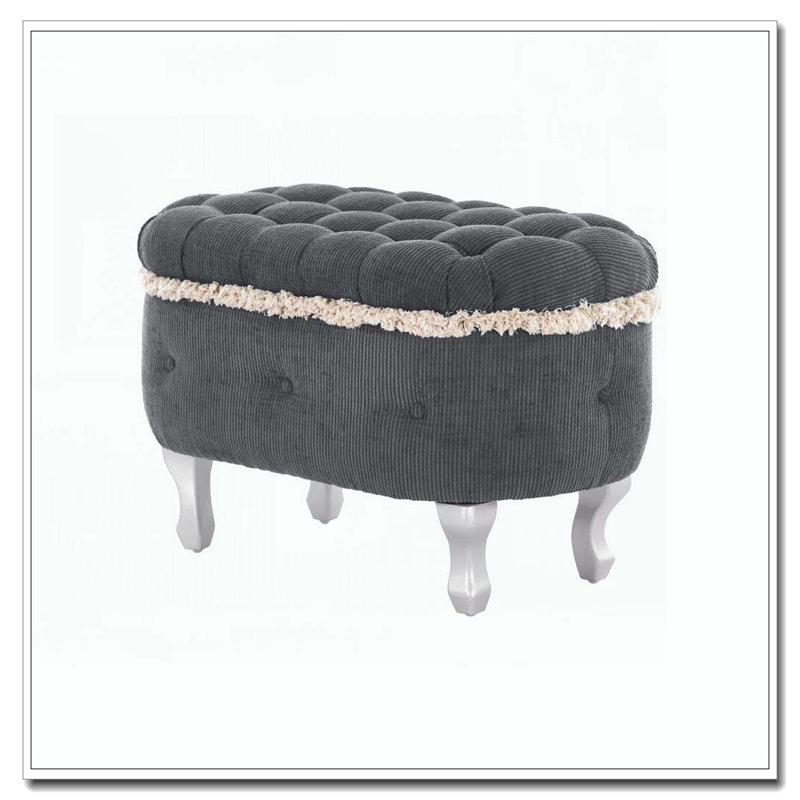 Banc de rangement avec repose-pieds en tissu, Gris