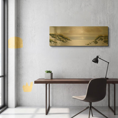 « R812D - Moments d'été I » de Diane Romanello, tableau mural en métal doré, 122 cm x 41 cm