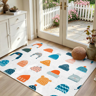 Tapis d'intérieur transparent lavable à la machine, tricoté, motif Noël hivernal et neige